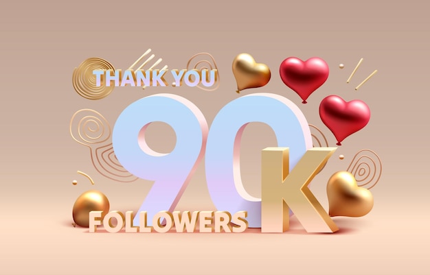 Thank you 90k followers peoples online social group happy banner celebrate Vector