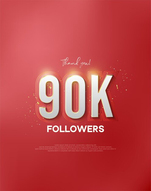 Thank you 90k followers with white numbers wrapped in shiny gold