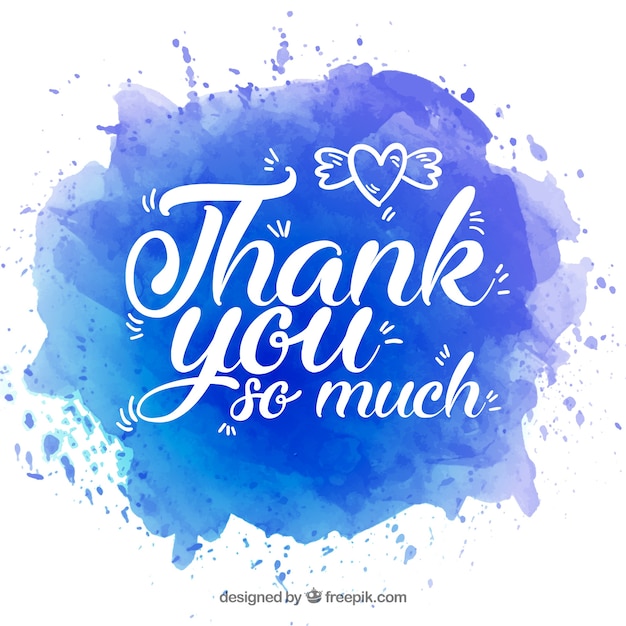 thank you background with lettering in watercolor stain