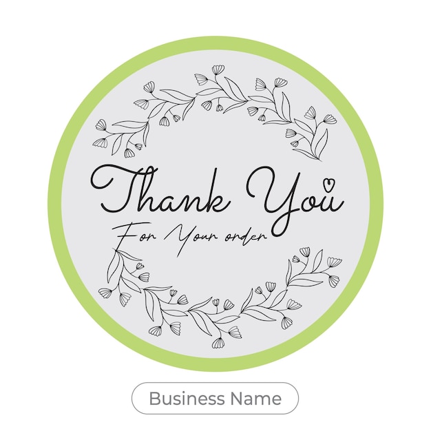 Vector thank you banner template with hand drawn flowers