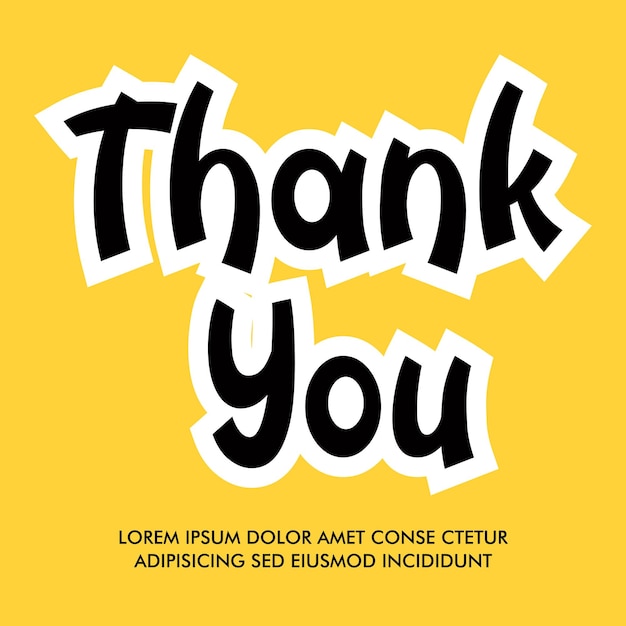 thank you banner Vector  illustration. design yellow background