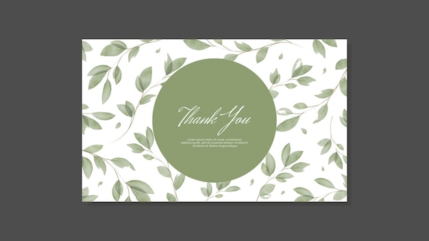 Vettore cartella di ringraziamento cartella di visita tag design in stile rustico con acquerello verde foglie vettoriale