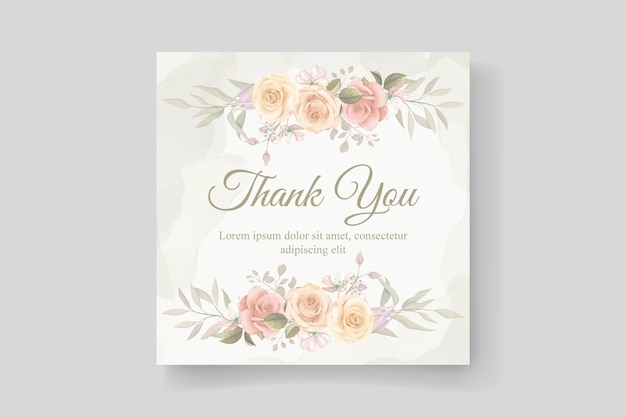 Vector thank you card design on a flower theme