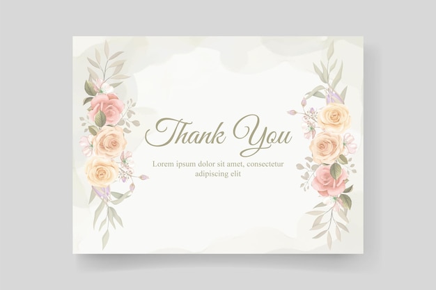 Thank you card design with soft color floral