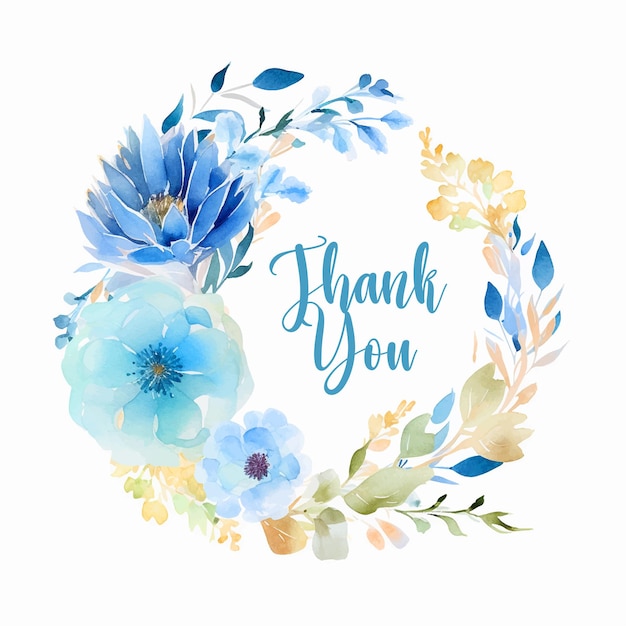 Thank you card flowers wreath watercolor paint