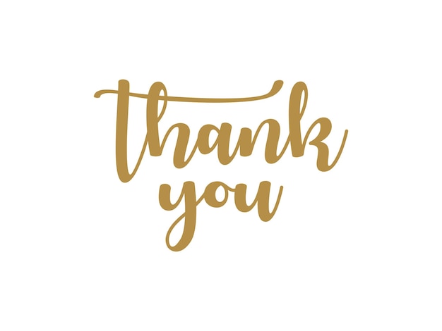 Thank You Card. Gold Text Handwritten Calligraphy Lettering.