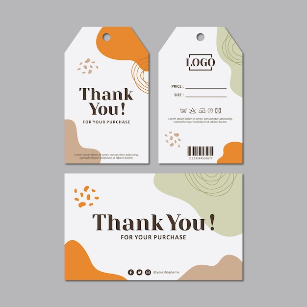 thank you card and label template vector