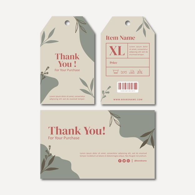 thank you card and label template vector