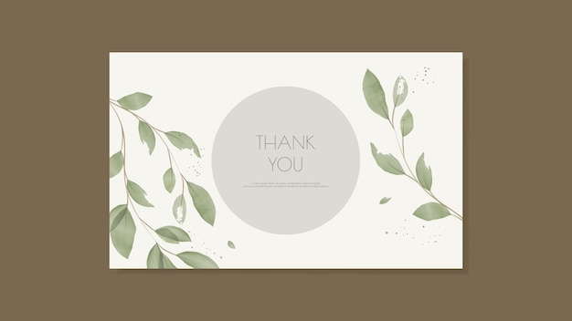 Vector thank you card in a minimalist style with green watercolor leaves vector