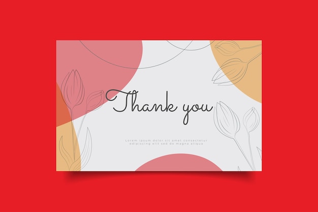 Vector thank you card templat with hand drawn minimalist background