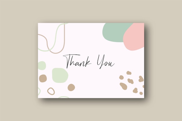 Thank you card template Abstract hand drawn organic boho design