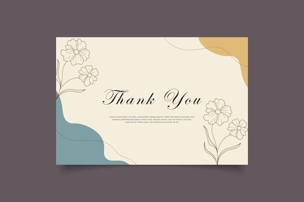 Vector thank you card template design with abstract minimalist background