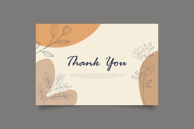 Thank you card template design with abstract minimalist background