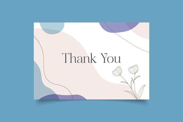 Vector thank you card template design with abstract minimalist background