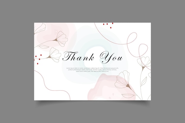 Vector thank you card template design with abstract minimalist background