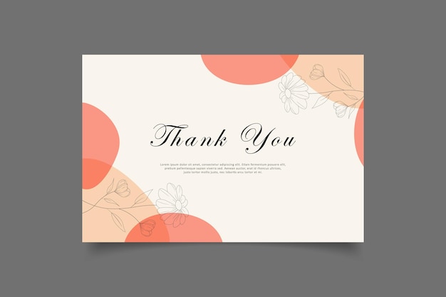 Vector thank you card template design with abstract minimalist background