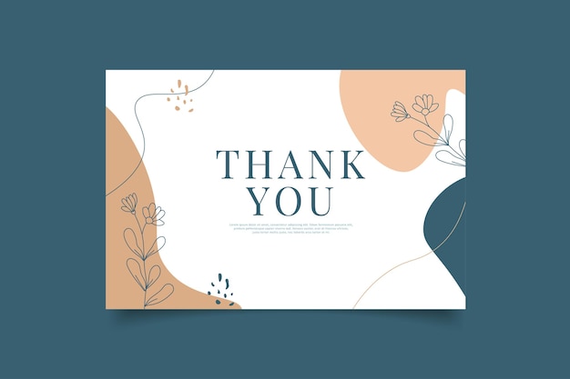 Vector thank you card template with floral ornaments