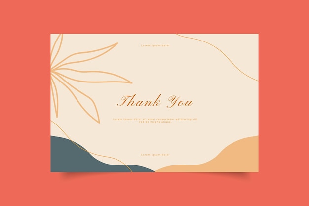 thank you card template with Hand drawn one line art