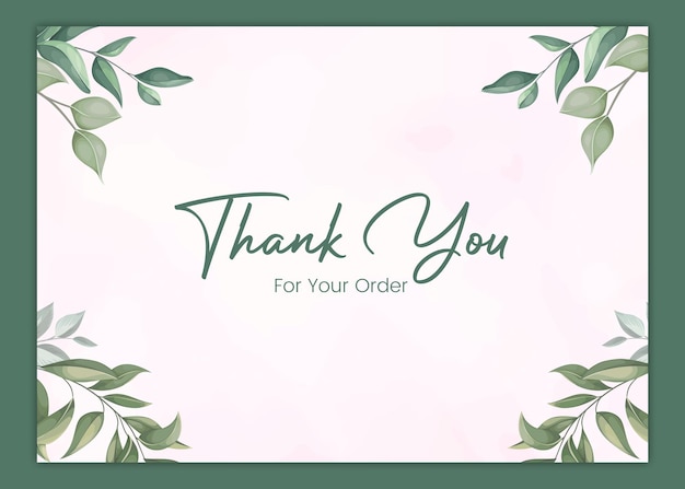 Thank you card vintage floral background with flower and leaves