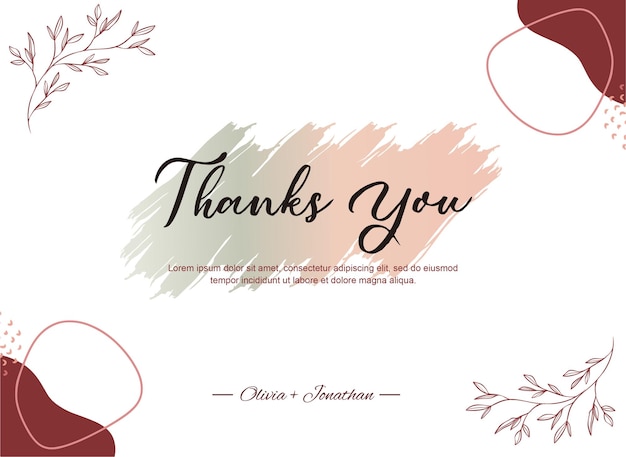 Thank you card wedding template for abstract design collection