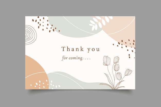 Thank you card wedding template for abstract floral design collection