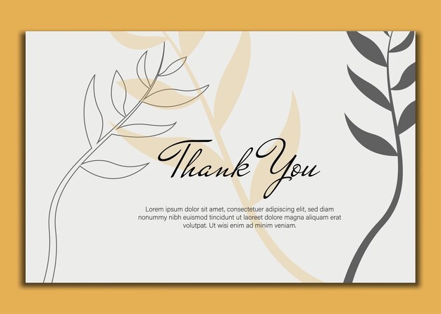 thank you card with beautiful elegant flowers thank you card with abstract shape illustration