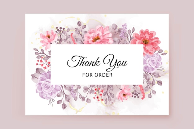 Thank you card with beautiful flower frame