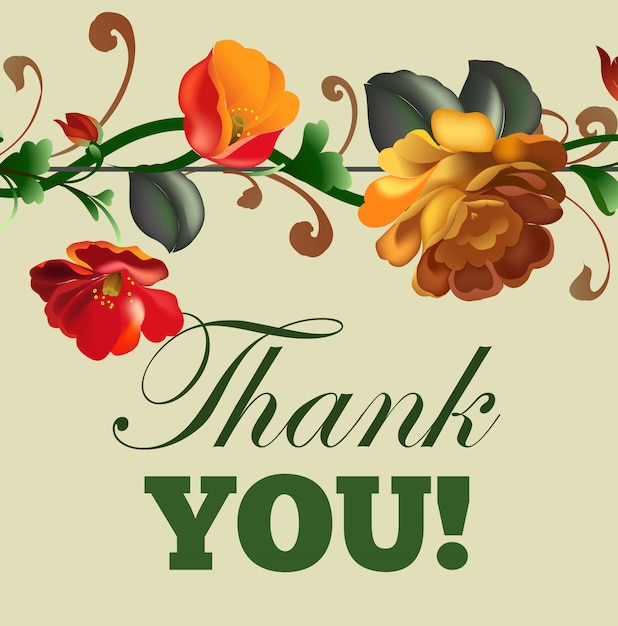 Thank you card with beautiful vintage flowers