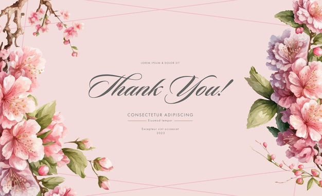 Thank you card with cherry blossoms