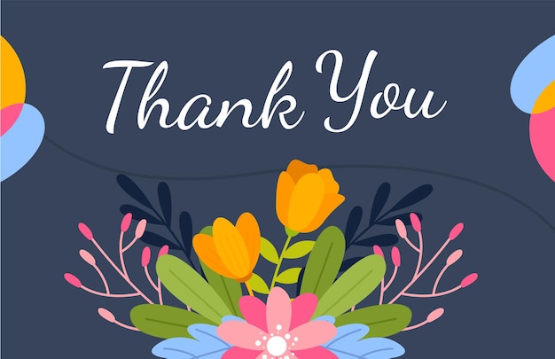 A thank you card with a floral arrangement and the words thank you on it.