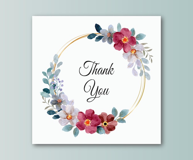 Thank you card with flower watercolor