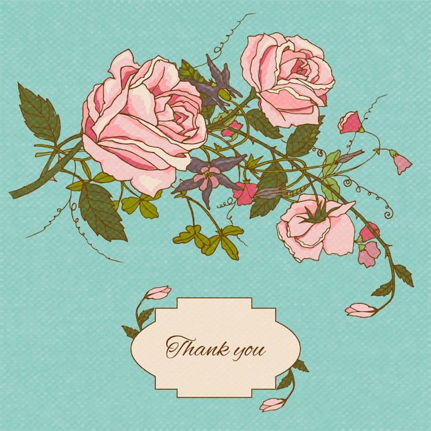 Thank you card with flowers