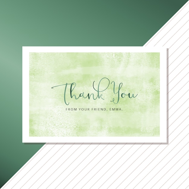 Vector thank you card with green theme