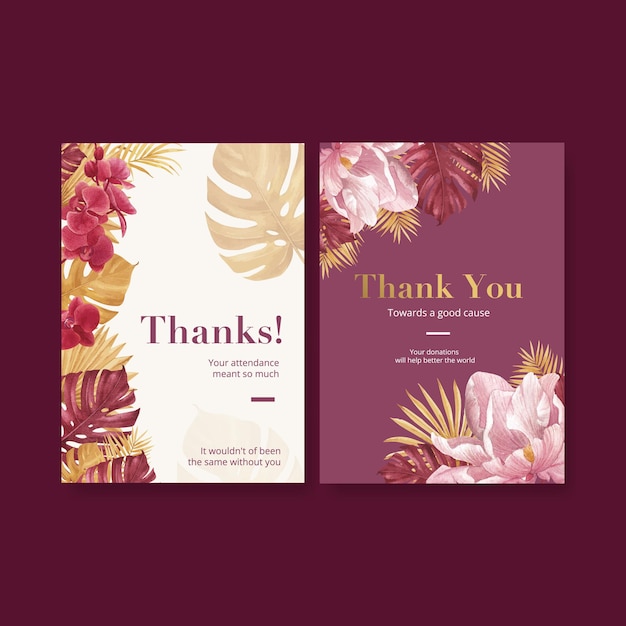 Thank you card with pampas floral watercolor 
