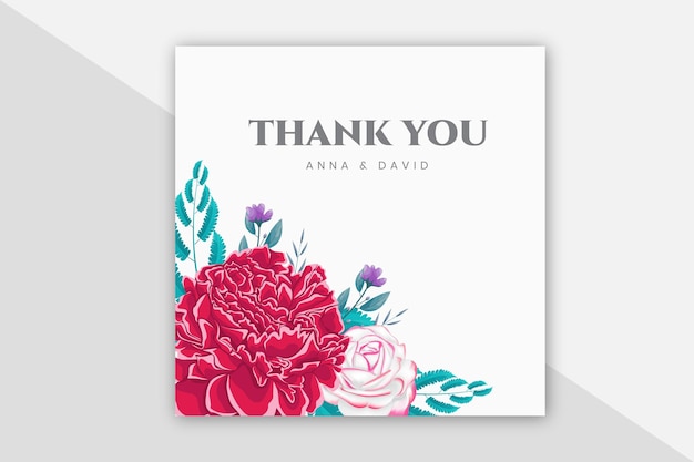 Thank you card with Peony flower