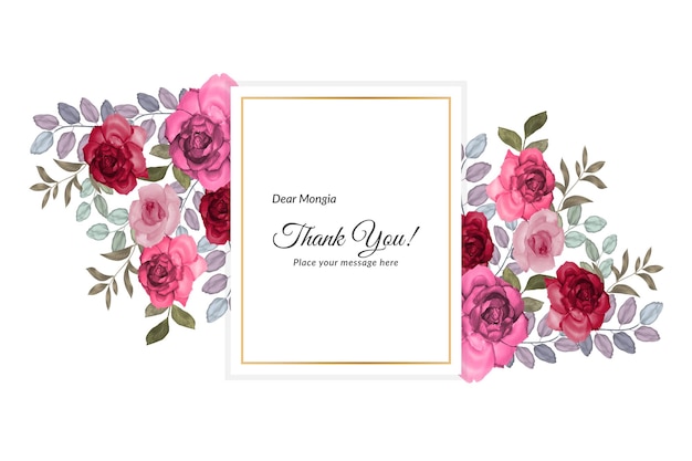 Vector thank you card with watercolor floral free vector