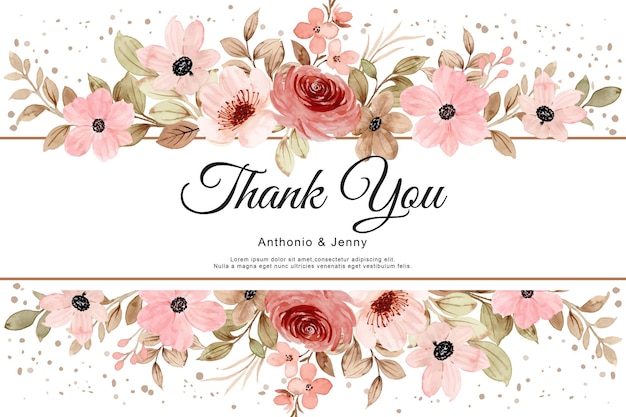 Thank you card with watercolor floral