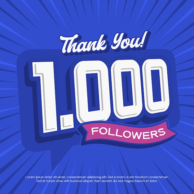 Thank you celebrating 1000 followers vector design background