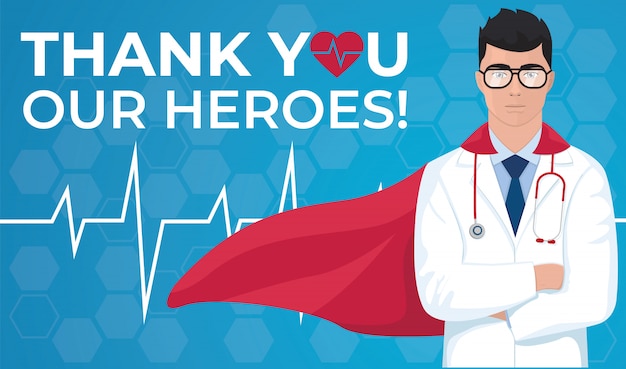 Thank you doctor and Nurses and medical personnel. Vector illustration