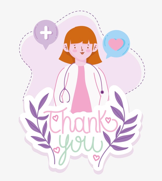 Vector thank you doctor woman