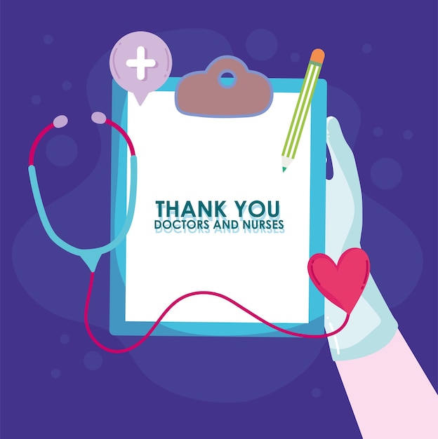 Vector thank you doctors and nurses phrase