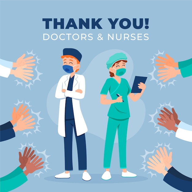 Vector thank you doctors and nurses style