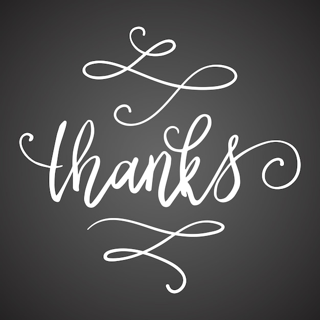 Vector thank you doodle hand lettering