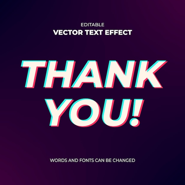 thank you editable text effect