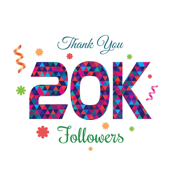 Vector thank you followers 20k design template