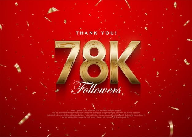 Vector thank you followers 78k background greeting banner poster for fans