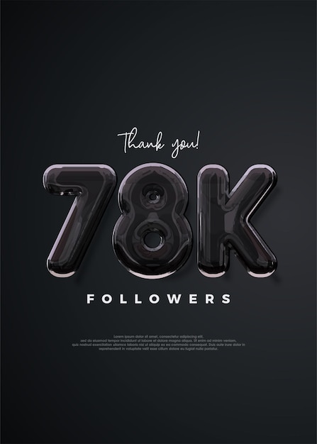 Vector thank you followers 78k elegant design with strong black color