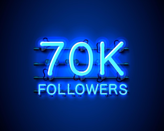 추종자, 70k 온라인 소셜 그룹, 네온 사인 감사합니다.