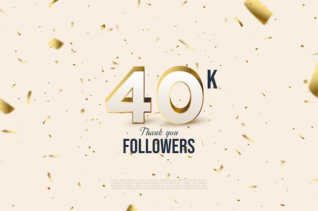 Thank you  followers with scattered figures and gold foil illustrations.