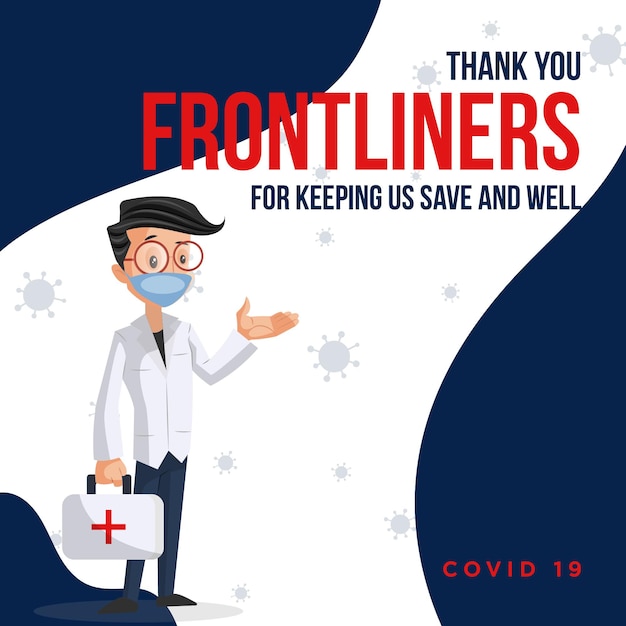 Thank you frontliners for keeping us safe and well banner design